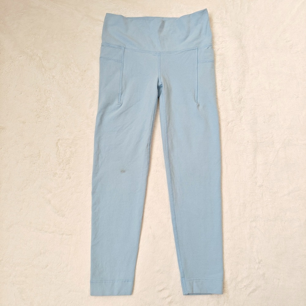 Athleta Girl Natural Play Stash Tight Leggings Blue Kids Size Side Pockets Large